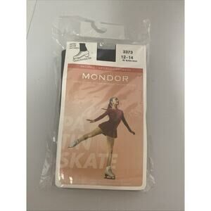 NIP: Mondor Girl's Figure Skating Satiny Black Noir Ankle Tights 12-14